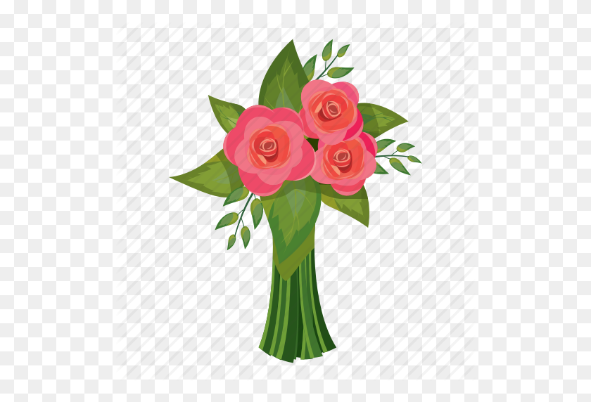 512x512 Beautiful, Bouquet, Cartoon, Flower, Gift, Pink, Rose Icon - Flower Cartoon PNG