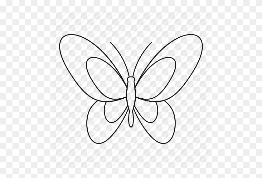 512x512 Beautiful Butterfly, Bug, Fly, Moth, Outline, Spring, Tattoo Icon - Butterfly Outline PNG