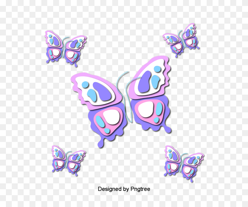640x640 Beautiful Cartoon Lovely Hand Painted Colorful Butterfly Wings - Cartoon Wings PNG