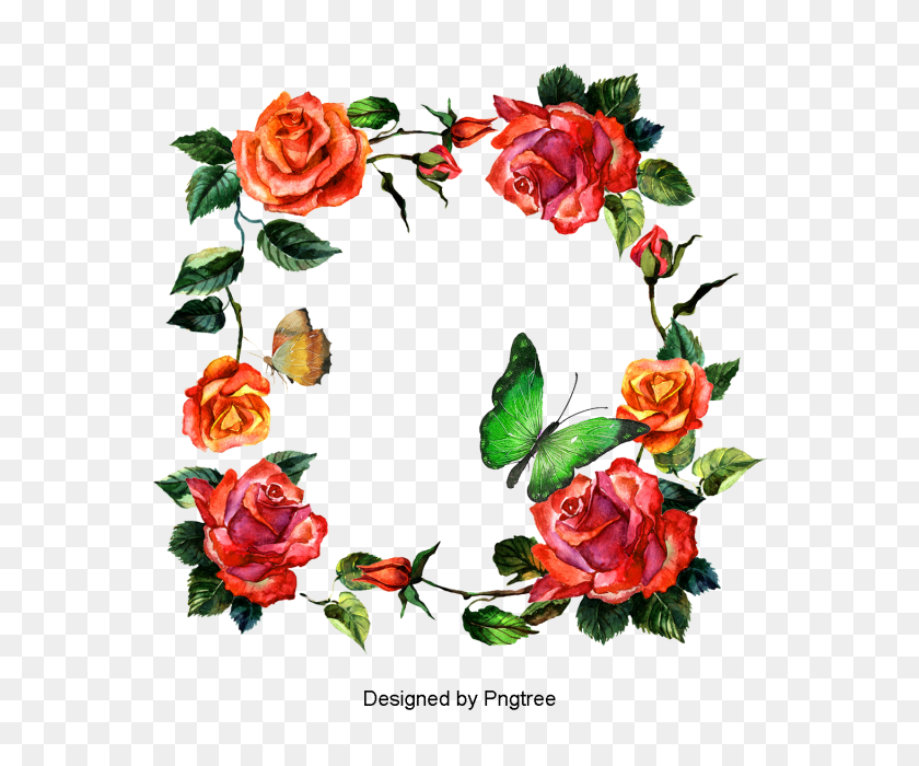 640x640 Красивая Ручная Роспись Акварельный Цветочный Венок, Цветок, Цветы - Акварельный Венок Png