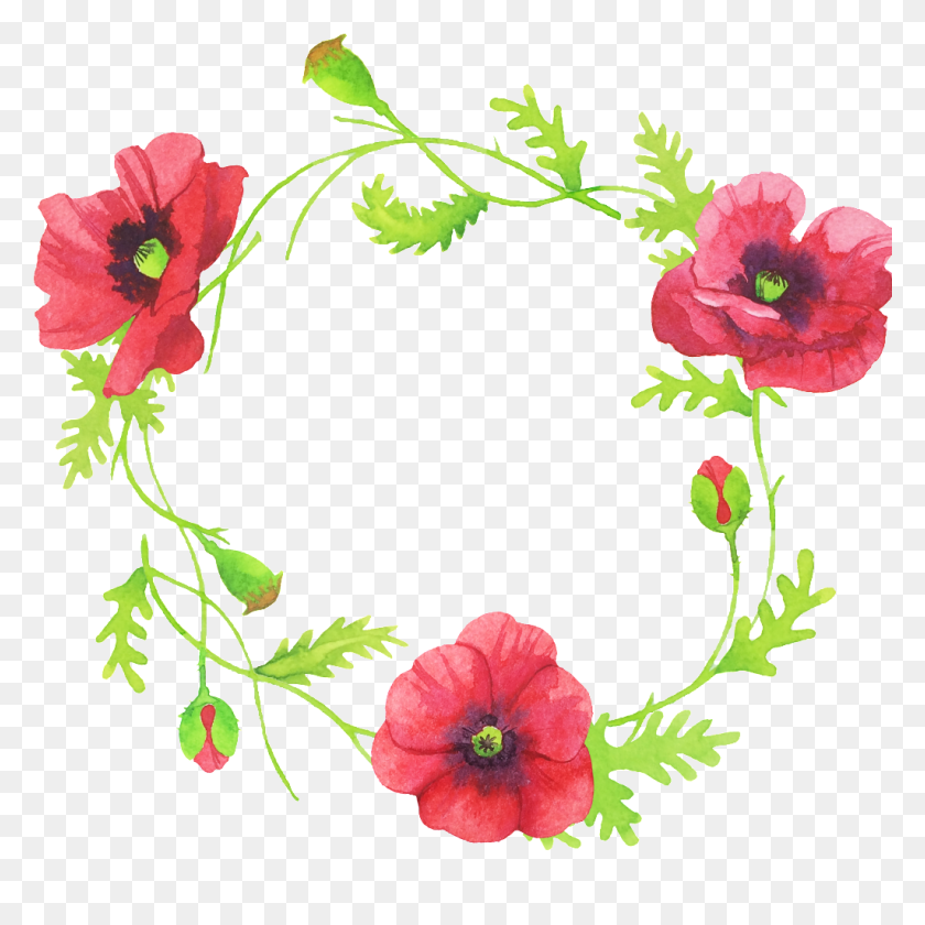 1024x1024 Beautiful Hand Painted Flower Red Garland Png Free Png Download - Garland PNG