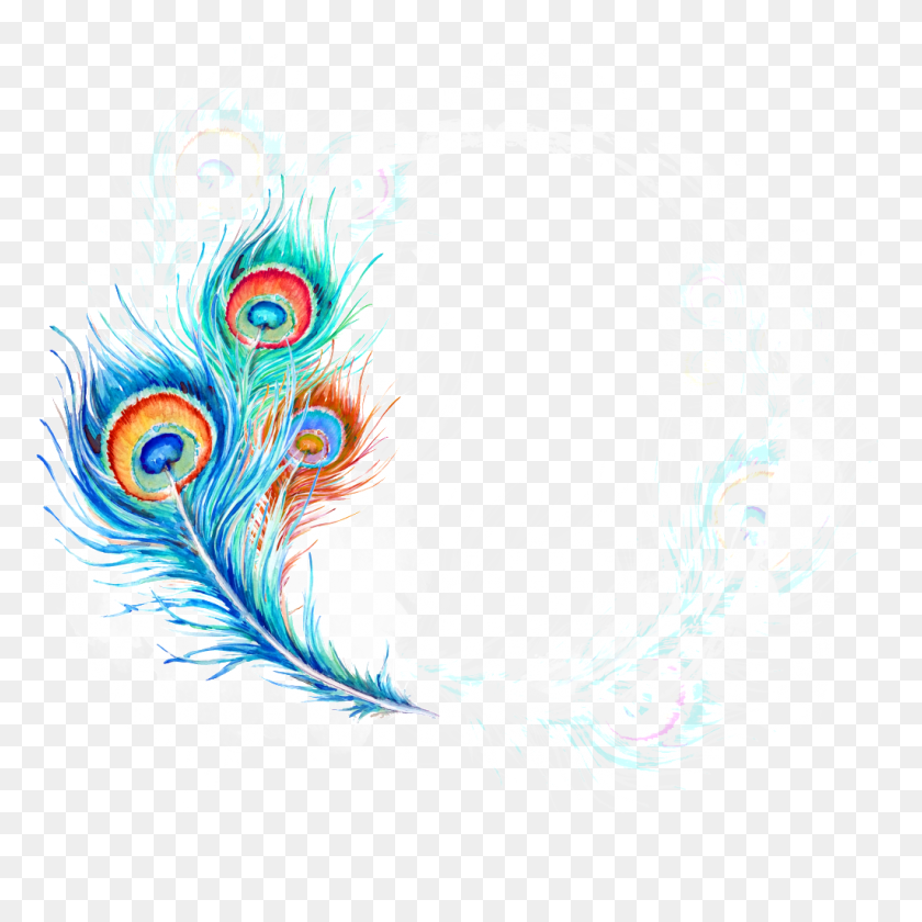 1024x1024 Beautiful Hand Painted Hd Peacock Feather Png Free Png Download - Peacock Feather PNG