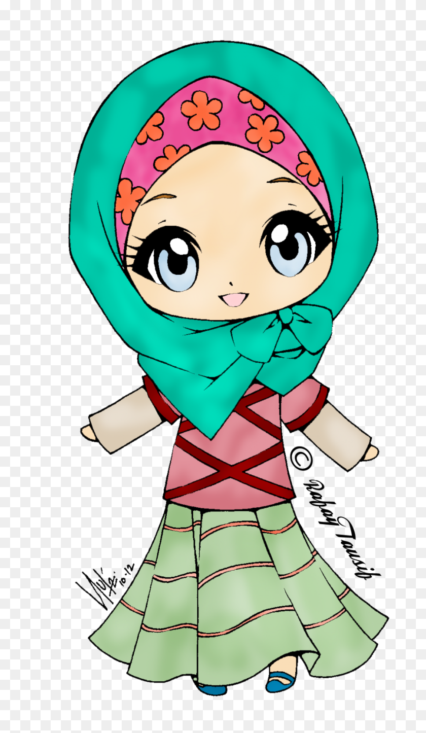 900x1599 Hermosa Hijab Niña Dibujo Vectorial Clipart Winging - Hermosa Mujer Clipart