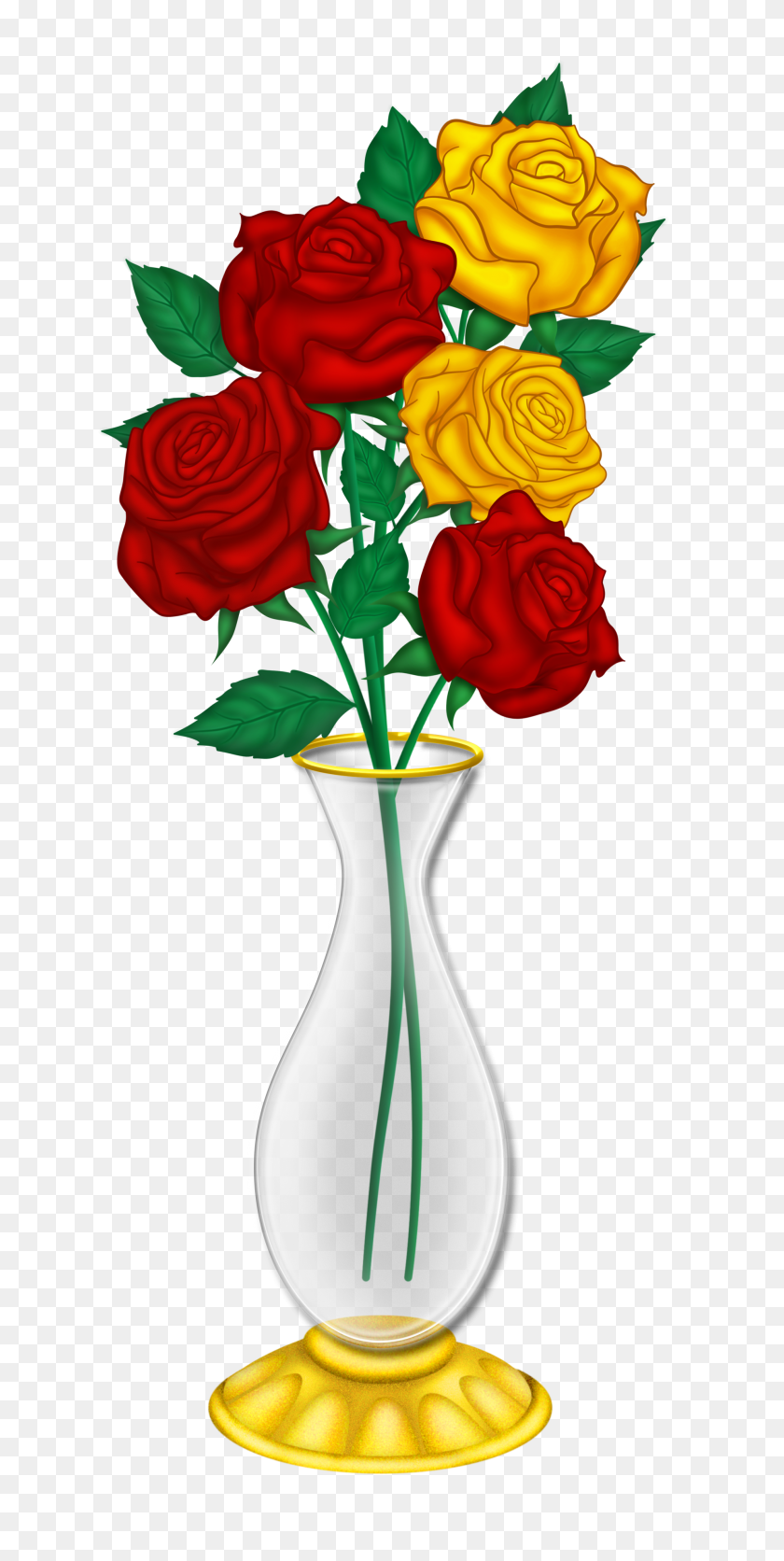 1912x3952 Beautiful Vase With Red And Yellow Roses Png Gallery - Vase PNG
