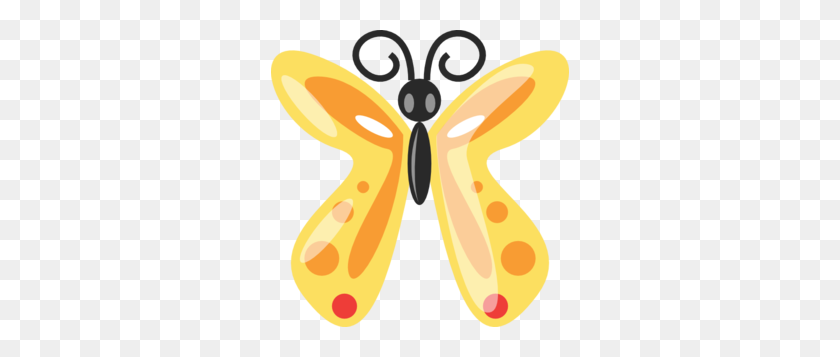 298x297 Красивые Бесплатные Картинки Бабочки - Желтая Бабочка Клипарт