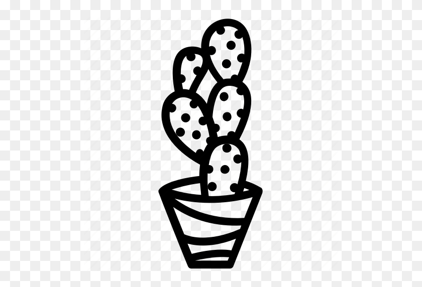 Beavertail Cactus, Houseplant, Nature, Pot Plant, Succulent Icon - Succulent Clipart Black And White