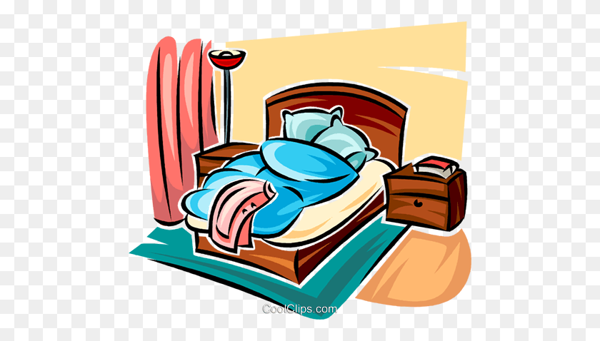 480x418 Bed Royalty Free Vector Clip Art Illustration - Go To Bed Clipart