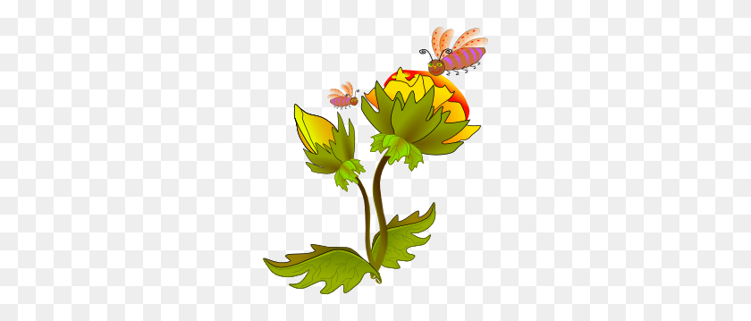 252x299 Bee And Flower Clip Art Free Vector - Working Bee Clipart