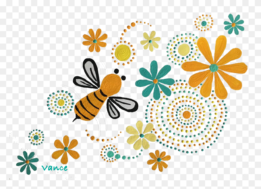 3080x2167 Пчелиное Искусство - Вечеринка В Саду Клипарт