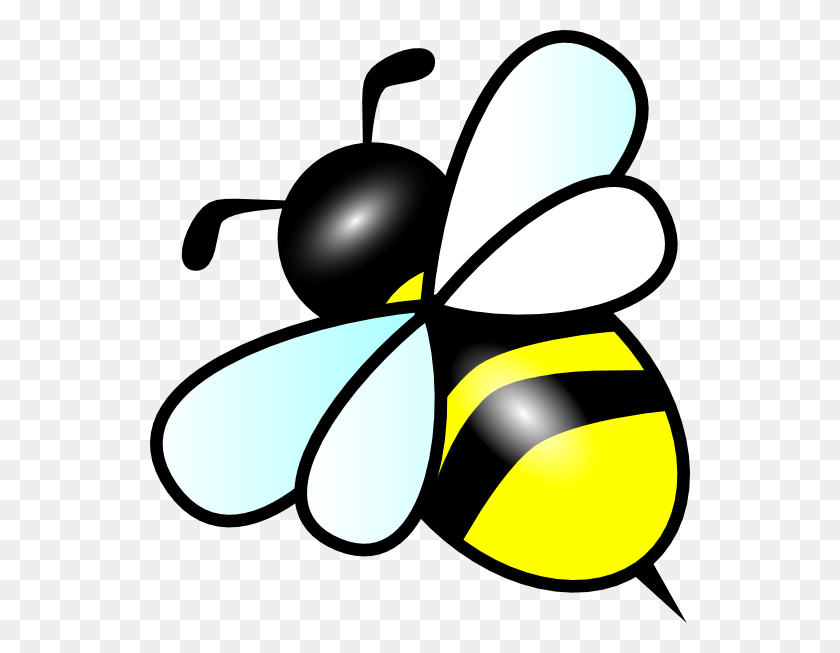 540x593 Bee Black And White - Angry Bee Clipart