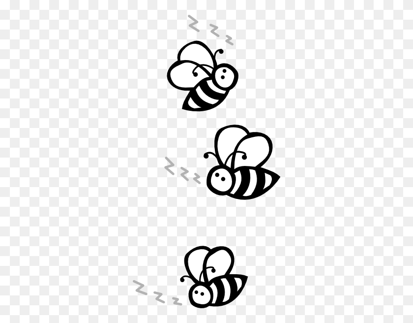 300x596 Bee Black And White White Bees Clipart - Flying Pig Clipart Black And White