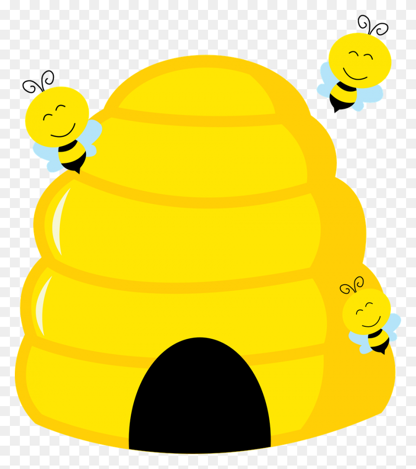 900x1024 Пчела Клипарт Улей - Пчелиный Клипарт Черно-Белое