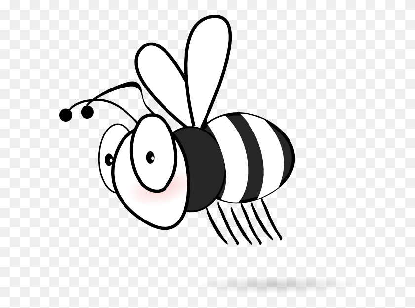 600x563 Bee Clipart Black And White - Panda Clipart Black And White