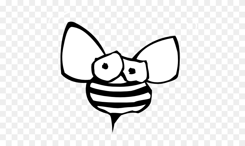 532x440 Черно-Белый Клипарт Пчела - Черно-Белый Клипарт Пчела