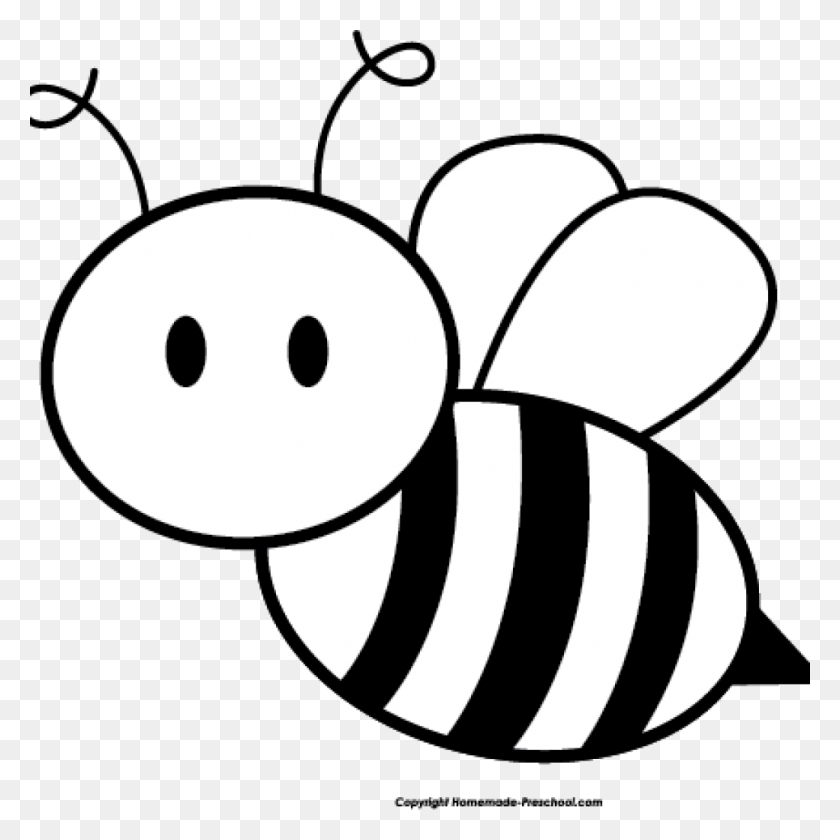 1024x1024 Пчела Клипарт Черно-Белый Мед Ребенок Дошкольного Abcd Динозавр - Бабочка Клипарт Черный И Белый