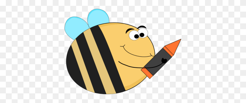 400x293 Пчелиный Карандаш Клипарт Смешная Пчела С Оранжевым Карандашом Картинки - Чтение - Это Весело Клипарт