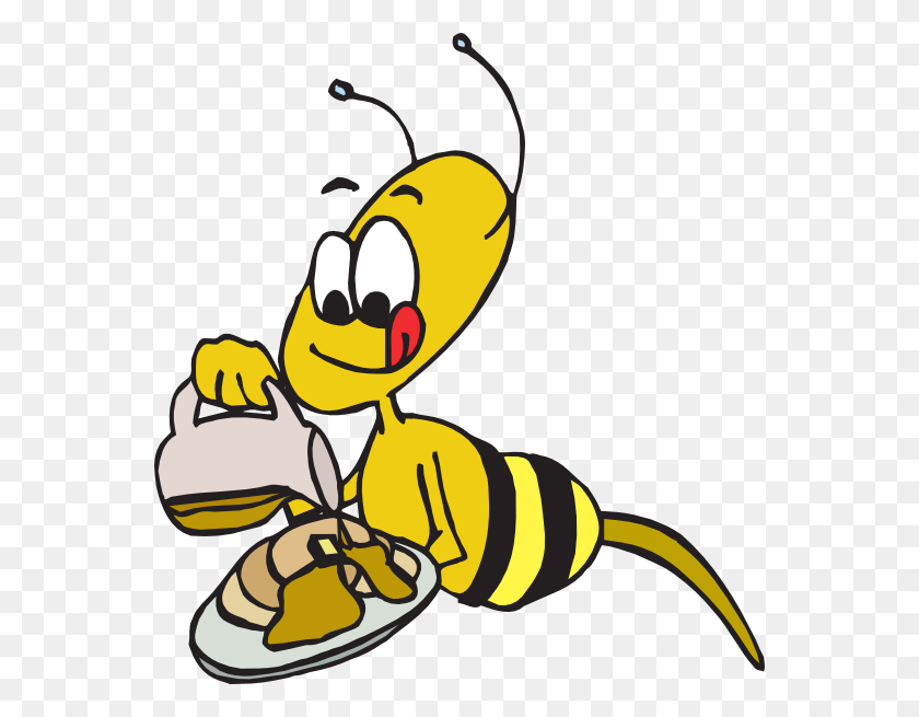 558x595 Bee Eating Pancakes Clip Art - Pancake Clipart