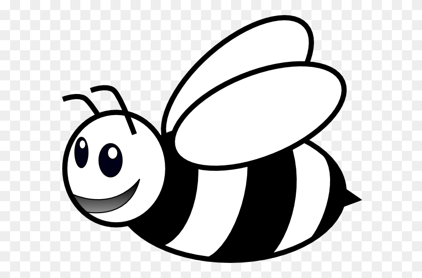 600x493 Bee Line Art Desktop Backgrounds - Bugs Clipart Black And White