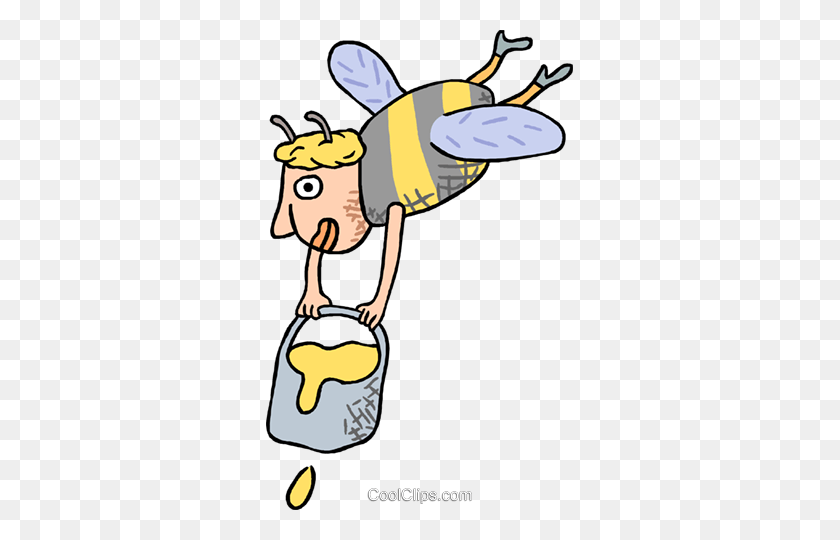 307x480 Bee Person With Honey Royalty Free Vector Clip Art Illustration - Honey Clipart