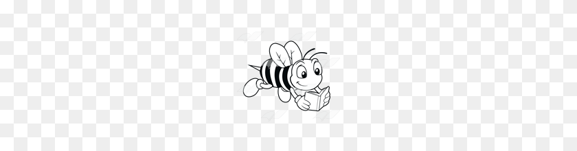 160x160 Пчела, Читающая Клипарт, Картинки - Чтение, Черно-Белое