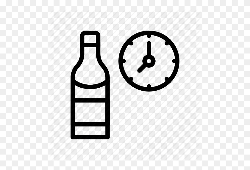512x512 Beer, Bottle, Clock, Drink, Wine Icon - Beer Black And White Clipart