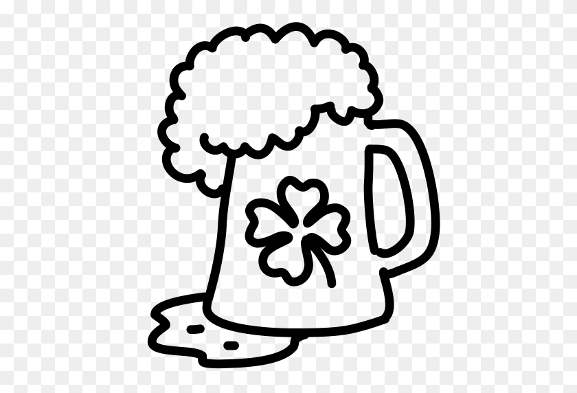 512x512 Пиво, Напиток, Гиннесс, Ирландия, Ирландский, Паб, Значок Трилистник - Пиво Черно-Белый Клипарт