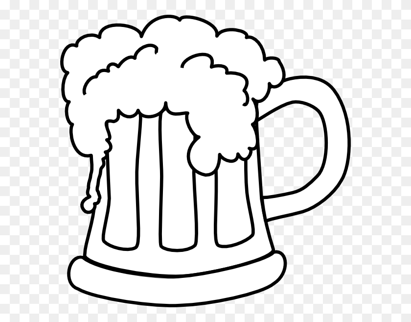 594x597 Пиво Монохромный Картинки - Кружка Клипарт Черный И Белый