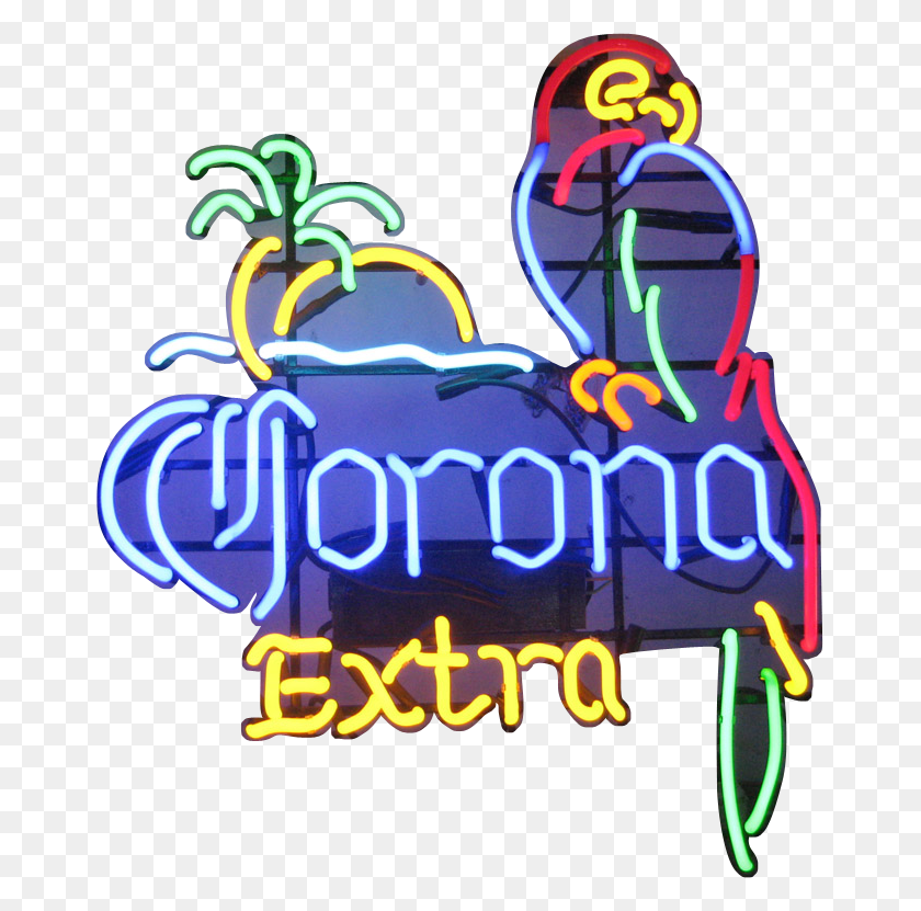 663x771 Beer Neon Signs Corona Extra Parrot Neon Sign - Neon Sign PNG