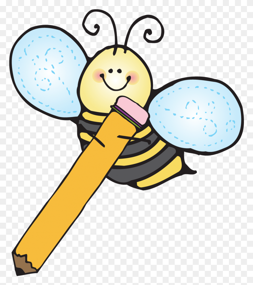 1010x1149 Bees Clipart Kindergarten - Writing Kids Clipart