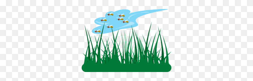 298x210 Bees Flying Over Grass Clip Art - Bee Flying Clipart