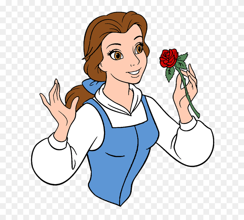 660x698 Belle With A Rose - Enchanted Rose Clipart