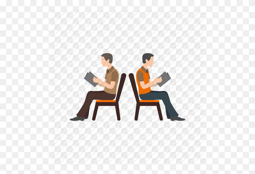 512x512 Bench, Chair, Group, People, Queue, Sitting, Waiting Icon - Person Sitting In Chair PNG