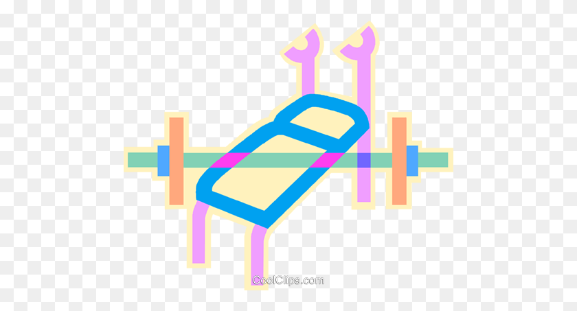 480x393 Bench Press With Weights Royalty Free Vector Clip Art Illustration - Bench Press Clipart