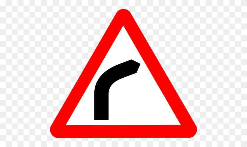 500x440 Bend To The Right Traffic Sign Vector Graphics - Bend Clipart