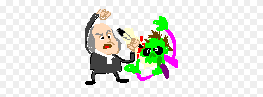 300x250 Benjamin Franklin Fights Zombie And Writes Poems Drawing - Benjamin Franklin Clipart