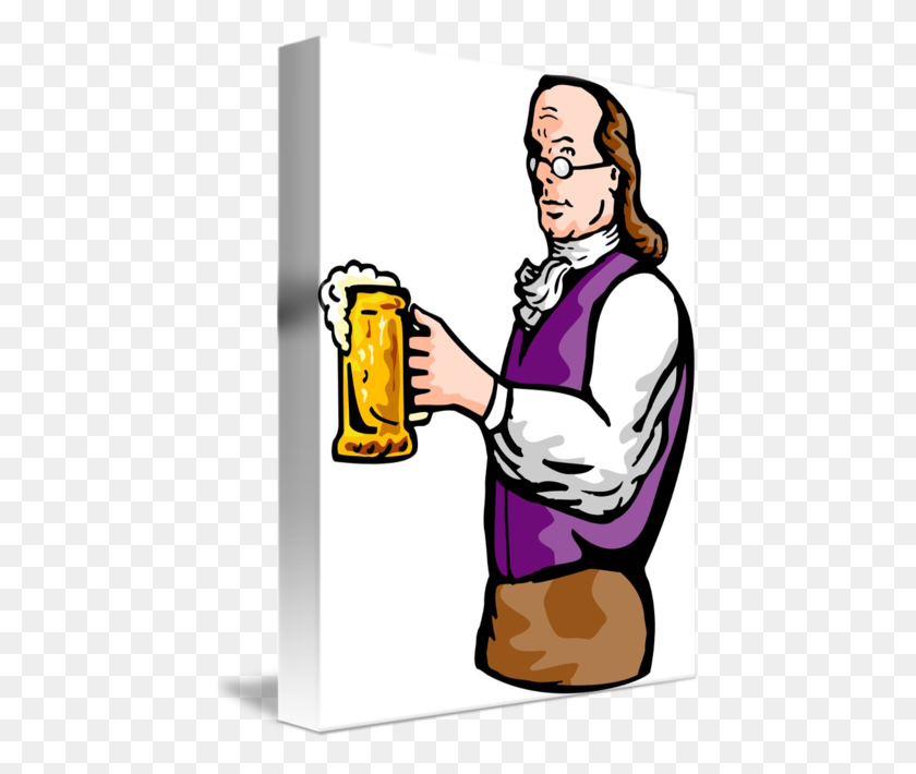 447x650 Benjamin Franklin Gentleman Holding Mug Of Beer - Ben Franklin PNG