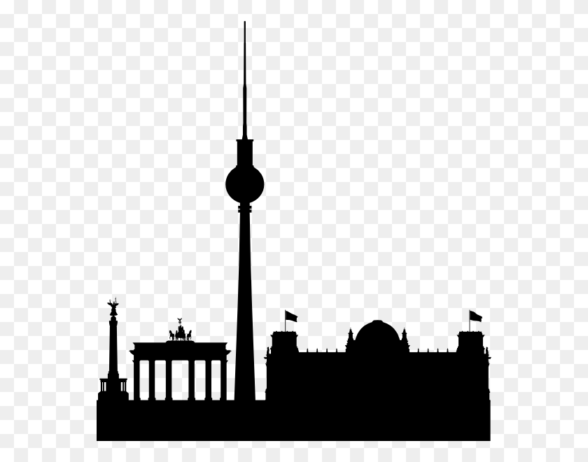 564x600 Berlin Skyline Black Simple Clip Art - Skyline Clipart