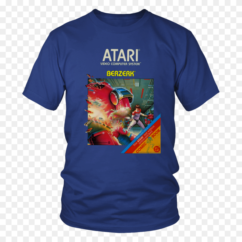 1000x1000 Berserk Atari Retro Vintage Video Game Box Art T Shirt - Atari 2600 PNG