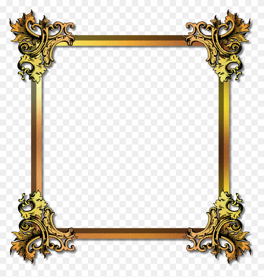 1392x1468 Best Free Frame Gold Png Image - Gold Picture Frame PNG