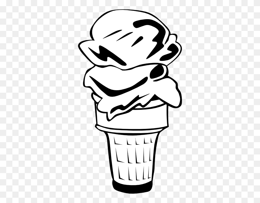 336x597 Черно-Белый Клипарт С Мороженым - Ice Cream Sundae Clipart