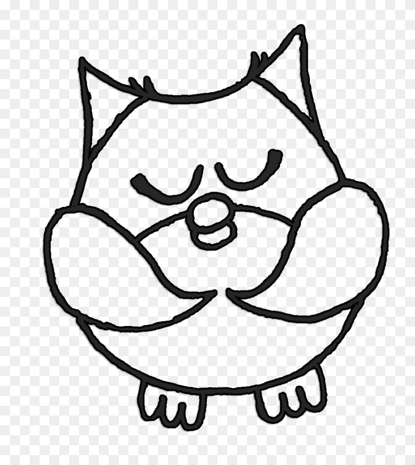 870x982 Best Owl Clipart Black And White - Sleeping Owl Clipart
