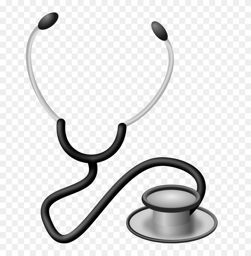 690x800 Best Stethoscope Clipart - Tools Black And White Clipart