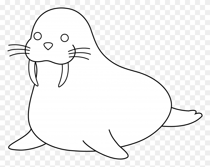 5296x4120 Best Walrus Clipart - Seal Black And White Clipart