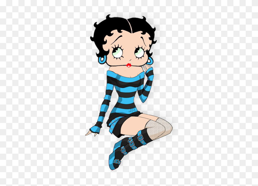 358x545 Betty Boop Striped Blue Outfit Betty Boop - Betty Boop PNG