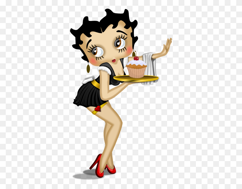 354x597 Betty Boop With Cupcake Clip Art - Betty Boop PNG