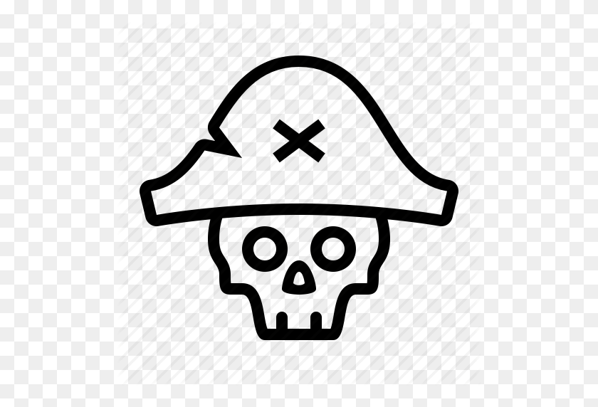 512x512 Двурог, Мертвый, Шляпа, Пират, Пираты, Значок Черепа - Пиратская Шляпа Png