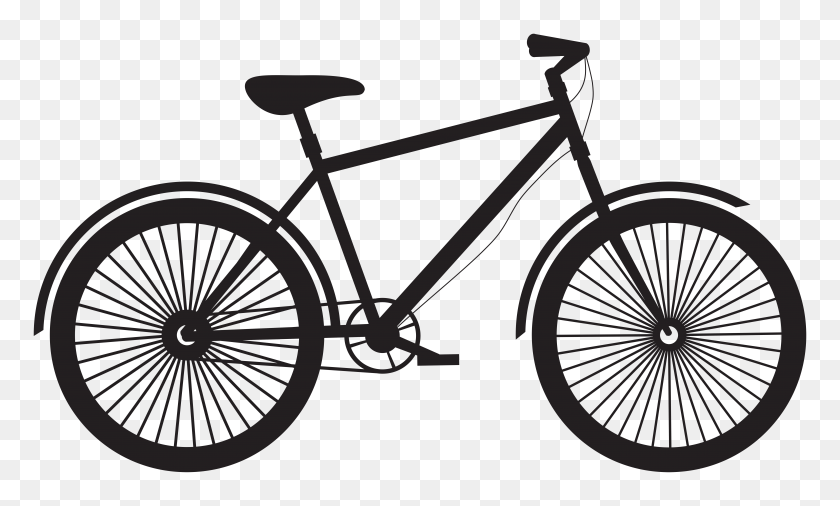 8000x4580 Bicycle Silhouette Png Clip - Tire Clipart PNG