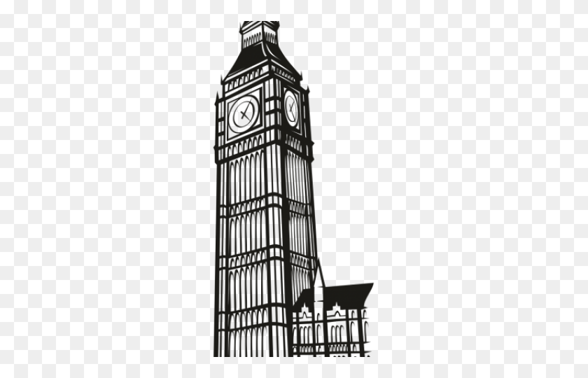 640x480 Big Ben Clipart Blanco Y Negro - Clock Tower Clipart