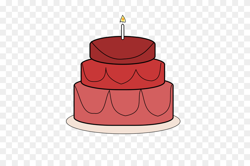 416x500 Большой Торт Ко Дню Рождения Со Свечой Векторный Клипарт - Украшение Торта Клипарт
