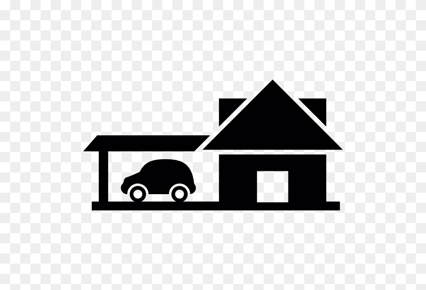 512x512 Big House With Car Garage - House Icon PNG